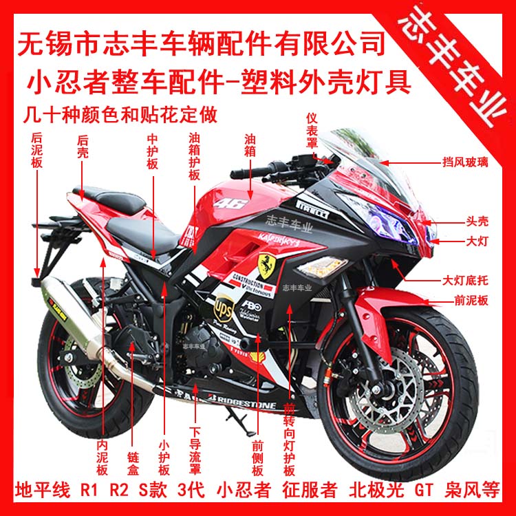 Small Ninja Housing Panel Head Hood Large Plate Diversion Hood Front Fender Headlights Rear Hull Sideboard Motorcycle Sports Car Accessories 
