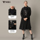 TMi Tianmi Women's 2023 Winter Suit Collar Black Slim Waist Mid-Length Wool Coat 224047