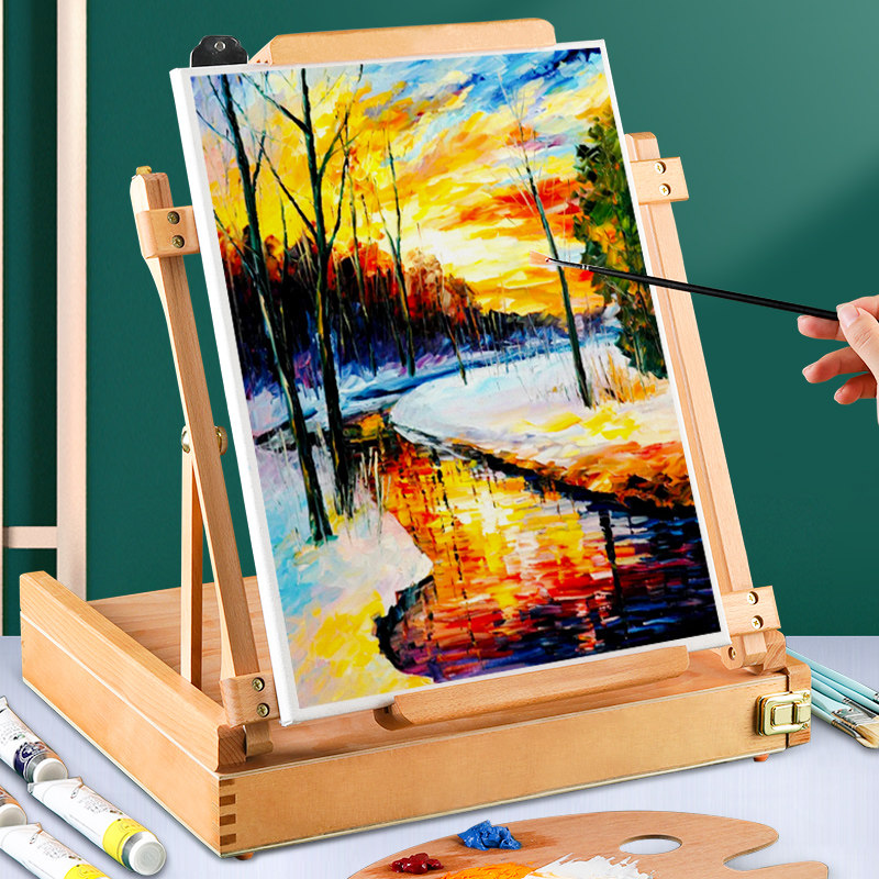 Desktop Painting Shelf Desktop Oil Painting Box Fine Arts Students Special Folding Folding Portable 4k Drawing Board Hand Oil Painting Shelf Wooden