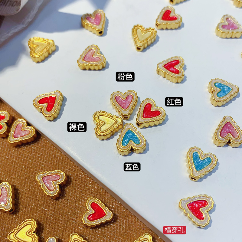 Pure Gold 999 Colorful Heart-Shaped Lucky Beads String Bracelet Heart-Shaped Braided Rope Bracelet Gift for Girlfriend