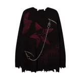 Ожерелье, демисезонный дизайнерский трикотажный свитер подходит для мужчин и женщин для влюбленных, европейский стиль, в американском стиле, оверсайз, тренд сезона