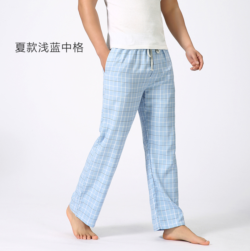 Mùa hè cotton nam quần pajama lỏng mùa xuân và mùa thu kích thước lớn cotton nhà giản dị quần nam mỏng kẻ sọc nhà quần