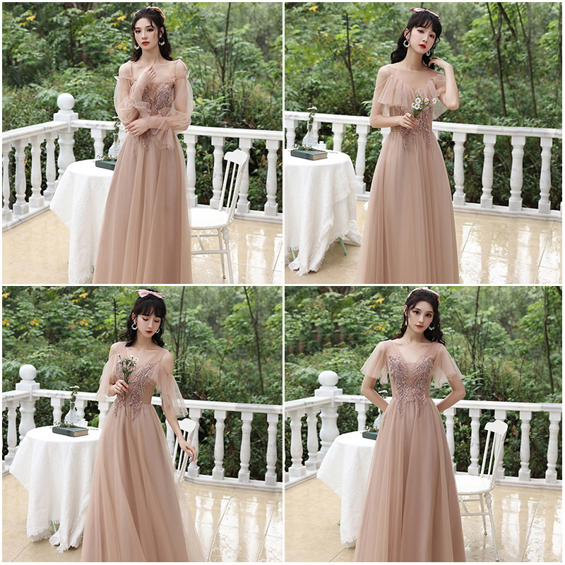 Bridesmaid Dress in Champagne Color, 2026 New Style, Slimming and Concealing, Plus Size, Evening Dress for Women, Choir Performance Costume Bridesmaid Dress in Champagne Color, 2026 New Style, Slimming and Concealing, Plus Size, Evening Dress for Women, Choir Performance Costume