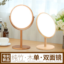 Desktop ins double-sided solid wood magnifying glass Net red cosmetic mirror European mirror simple vanity mirror HD beauty salon