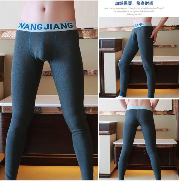 Thời trang nam màu rắn cộng với quần nhung dày dày Quần dài hình chữ U Eo thon mùa đông lạnh màu ấm quần rắn legging nam