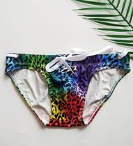 Mens fashion printed triangle lining anti-light sexy low waist swimming trunks Youth summer hot spring trend U convex