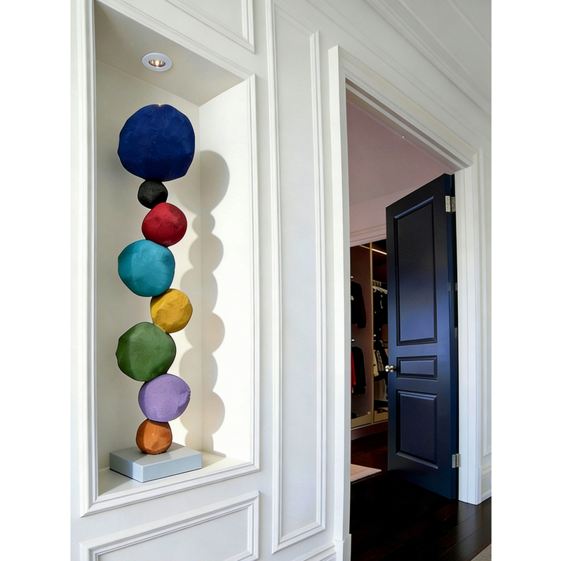 Entrance Art Ornaments, Niche Art Installations, Designer Italian Minimalist Slender Vertical Sculpture Ornaments for Soft Decoration