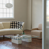 Wagi Ji Feng minimalist limestone coffee table irregular personality style retro art sense Middle ancient short glass coffee table