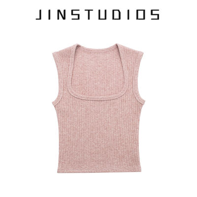 Spring/Summer 25 American sporty style retro square-neck pullover vest, slimming ultra-short crop top with a crop top that accentuates the figure