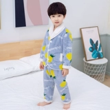 Детская демисезонная фланелевая пижама для мальчиков, коралловый бархатный зимний комплект, увеличенная толщина