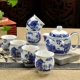 Ưu đãi đặc biệt Jingdezhen Ấm trà sứ màu xanh và trắng Bộ đầy đủ của Ice Cracked Tea Tea Khay Double Tea Cup Tea Set - Trà sứ