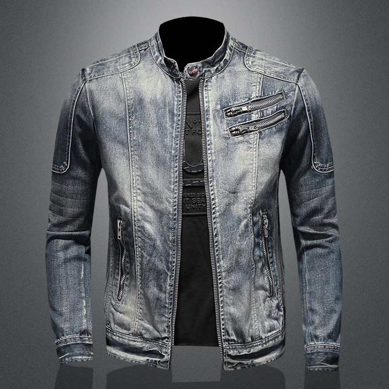 Marvel Venom Men's Denim Jacket European and American Casual Retro Large Size Stand Collar Zipper Jacket Motorcycle Jacket Trendy Marvel Venom Men's Denim Jacket European and American Casual Retro Large Size Stand Collar Zipper Jacket Motorcycle Jacket Trendy