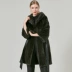 KC lông chồn nữ toàn chồn giữa dài 2018 phong cách mới ba phần tay áo trùm đầu nhung chồn nhập khẩu - Faux Fur Faux Fur