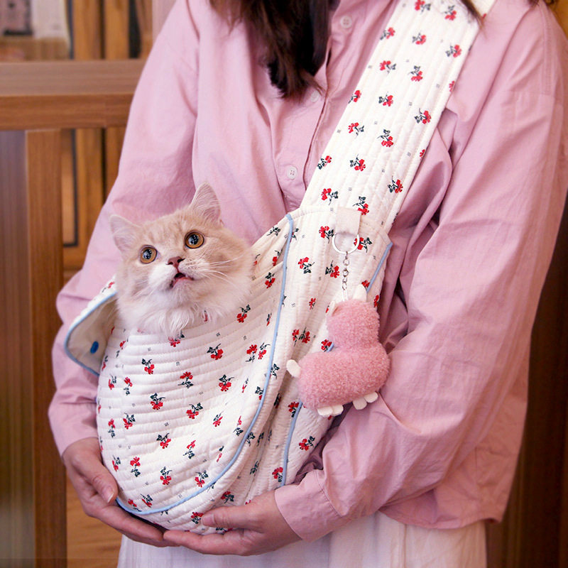 Cat packed with flower puppy outgoing straddling single shoulder bag portable pet dog dog dog dog dog dog bag
