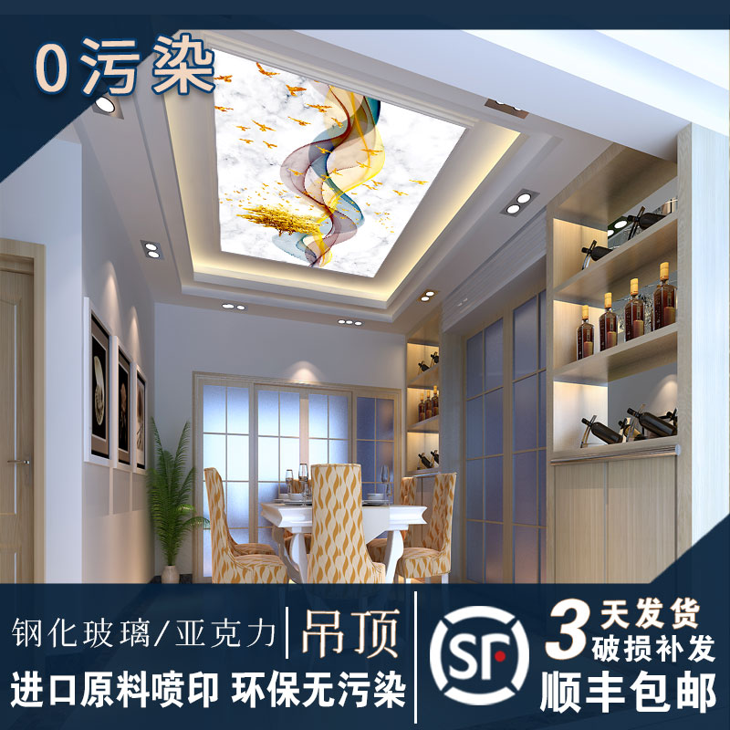 Minimalist art tempered glass acrylic transparent ceiling simple living room entrance hallway aisle ceiling customization