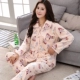 Mùa thu và mùa đông đồ ngủ phụ nữ flannel phù hợp với trung niên mẹ san hô lông cừu dày lên dịch vụ nhà XL cardigan đồ bộ thể thao nam