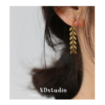 ND ear-free gold-Canon wheat ear retro style embellishes face-type round face with thin and painless leaves Mosquito Coil Pan Ear Clip