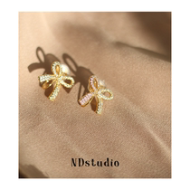 ND without ear hole small cute and delicate sparkling butterfly knot high-grade sensation without pain mosquito incense tray ear clip autumn and winter