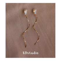 ND without earhole round face THIN WAVE FLOW SUEARRINGS Zircon Stone Advanced Sensation No Pain Mosquito Coil Pan Ear Clip