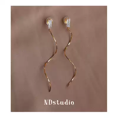 ND earleless round face thin wavy tassel earrings zircon advanced painless mosquito coil ear clip