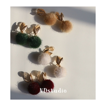 ND autumn winter welfare payment must be in cute fur ball flocking teenage girl high-grade sense no ear clip without pain ear clip