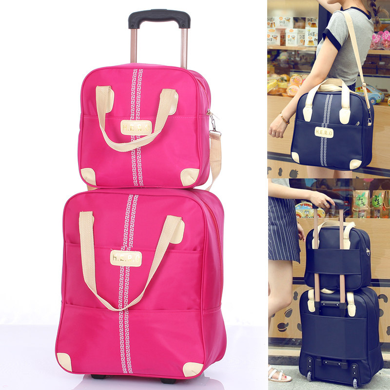 Korean version of the large-capacity travel bag solid color trolley bag boarding case portable shoulder letter bag luggage bag fitness bag tide