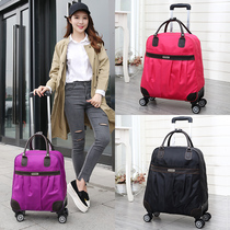 Folding universal wheel tie bar bag light luggage bag Women large capacity travel bag Men Handheld Korean version Short boarding bag