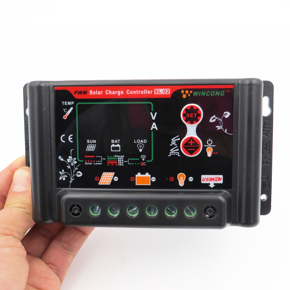 SL02B 30A 20A 10A Wincong Stable Control Technology Solar Charge and Discharge Controller Lithium Battery