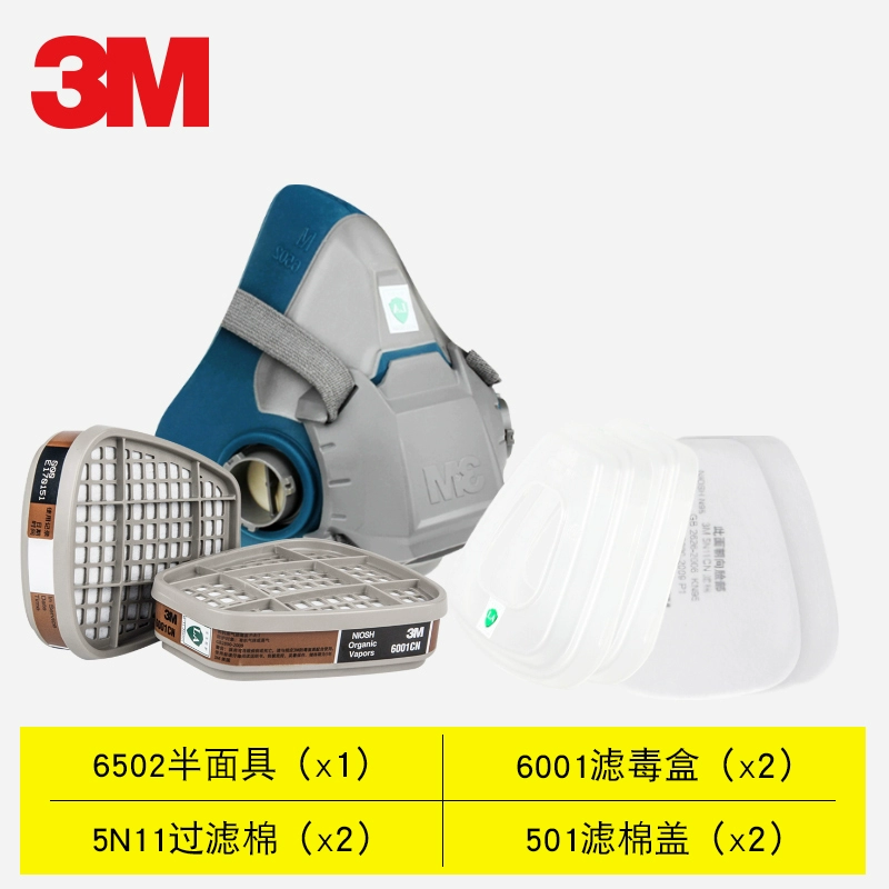 Bộ mặt nạ phòng độc 3M6502 Chống mùi khí hóa học Xịt bụi công nghiệp Sơn Formaldehyde Mặt nạ silicon thoải mái mặt nạ mv5 mặt nạ phòng độc 3m 