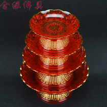 Red crystal fruit plate plastic with base high feet to worship the gods fruit pots for Buddha gods offering fruit dishes