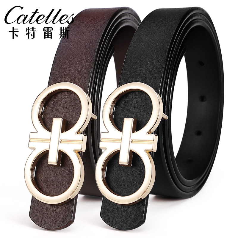 Belt women's 2019 new leather fashion smooth buckle simple and versatile Korean jeans casual women's belt