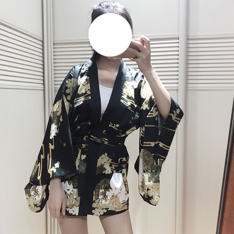 Nhật bản mềm cô gái gió painting shadow dễ thương dễ thương little fox cổ tích in Nhật Bản kimono lông dệt áo khoác fox in váy thời trang công sở nữ cao cấp