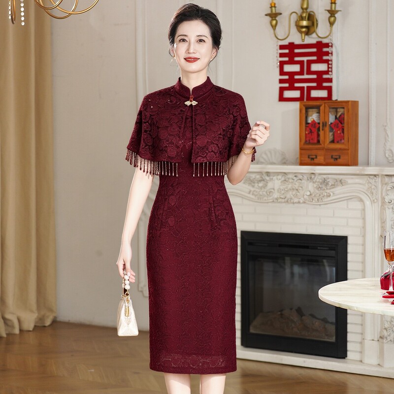 56-Month-Old Mother's Wedding Banquet Dress, Elegant and Youthful Style, Mother-In-Law Outfit, 2026 New Summer Cheongsam Dress