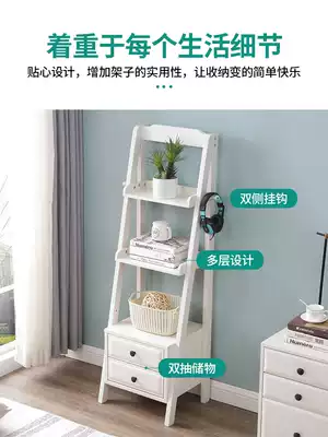 Nordic solid wood bookcase home bedside bookshelf shelf floor modern simple living room flower shelf storage cabinet