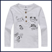 trẻ em Twinkids Trojan Hàn Quốc bé gái bé bé mùa xuân cotton dài tay áo Hàn Quốc phiên bản T-shirt lớp A.