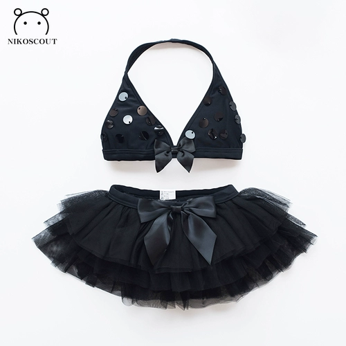 Детский купальник, раздельный милый быстросохнущий черный лебедь для друга для плавания, 3 лет