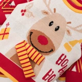 Рождественский зимний детский красный цветной элитный трикотажный свитер, семейный стиль