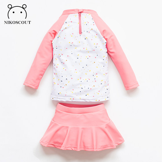 Children's sunscreen swimsuit dress split girls quick-drying long-sleeved summer cute beach children conservative princess swimsuit