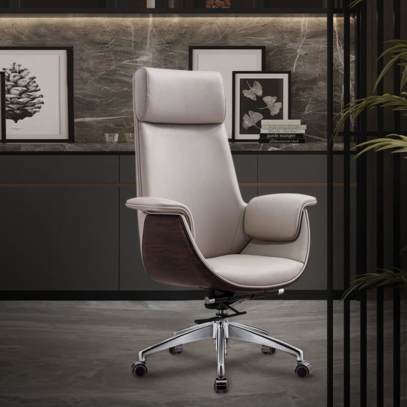 Hangzhou office furniture executive chair wood grain color boss chair high back office swivel chair designer computer chair home