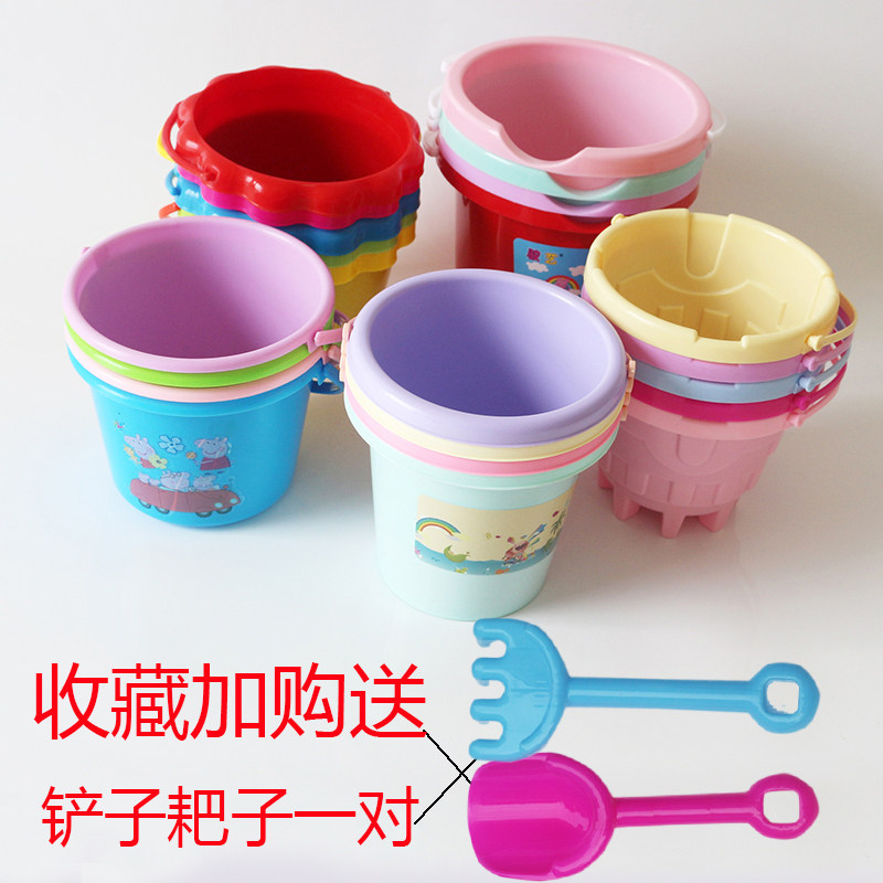Batch of children's beach toys plastic buckets Kindergarten babies catch fishing play water digging play sand tools Size bucket hair