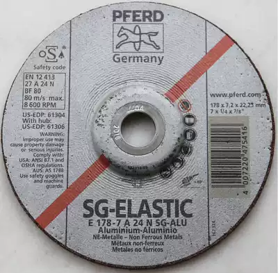 Germany imported horse ring grinding sheet Aluminum special grinding sheet PFERD high-quality aluminum angle grinding sheet 178*7*22 23