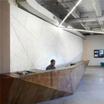 Commercial street sales office reception desk special-shaped steel wood bar commercial center large creative FRP cashier