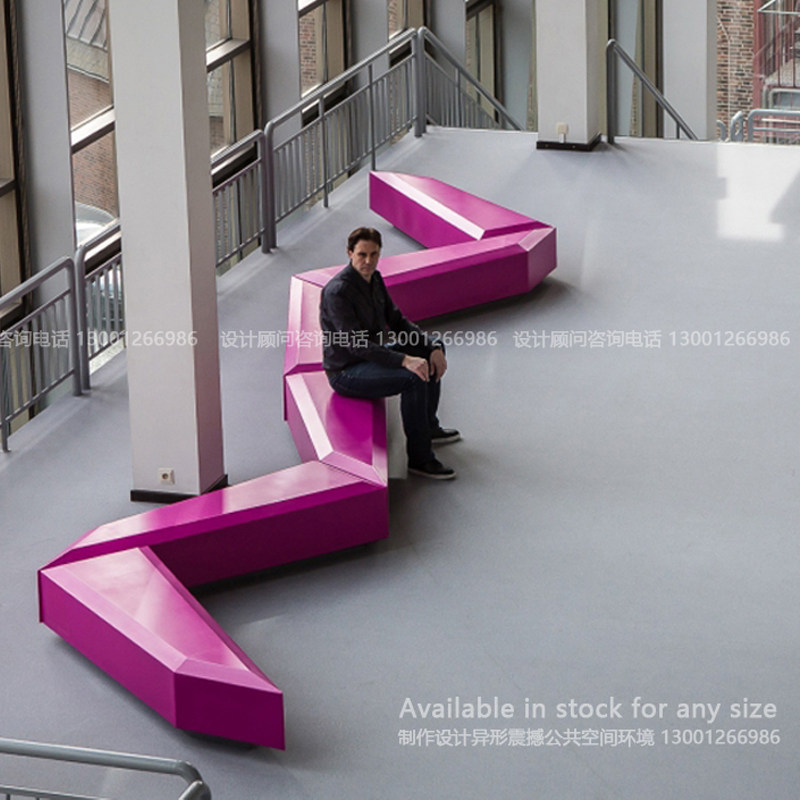 Glass Fiber Stainless Steel Lounge Chairs Outdoor Custom Mall Bench Commercial Street Park Decor Creative Seat Direct Sale