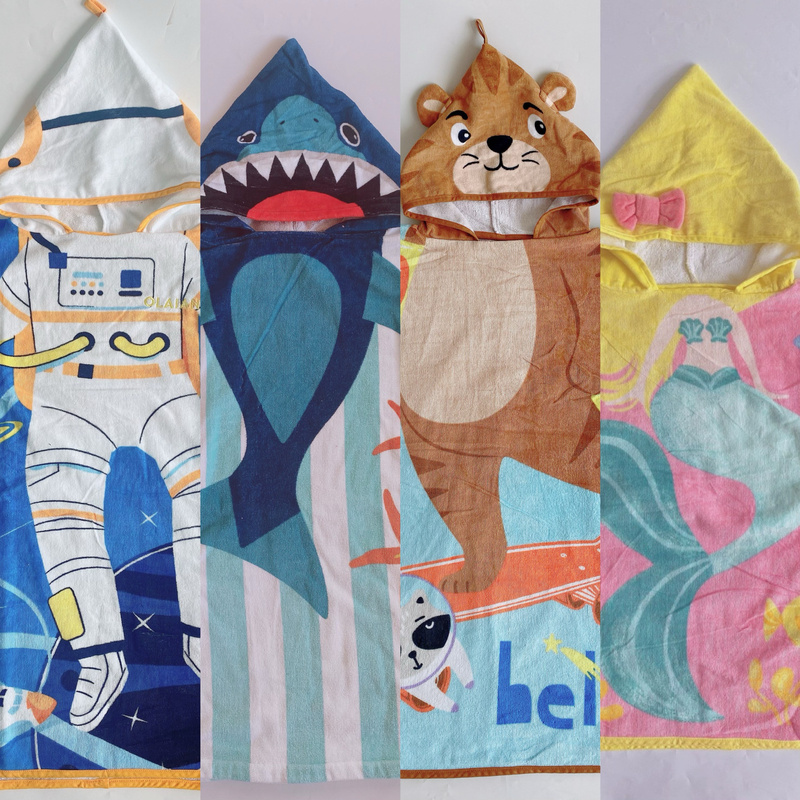 Good Goods Pure Cotton Towel Material Brand Cut Label Absorbent Bath Towel for Men, Women and Kidsren Hooded Pullover Bathing and Swimming Cloak