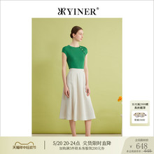 YINER's selection for the 2024 summer new French style linen inspired comfortable high waisted A-line skirt skirt