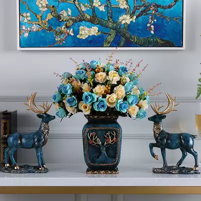 Entrance wine cabinet TV cabinet Home decoration Study decoration Elk flower Nordic vase decoration Living room flower arrangement