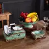 Multi-function tissue box ashtray three-piece set decoration Household living room coffee table decoration American fruit plate set