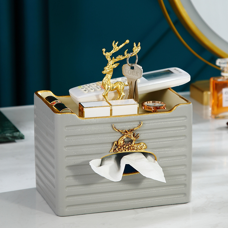 Creative tissue box Multi-functional simple household toilet paper box Light luxury wind living room coffee table desktop remote control storage ornaments