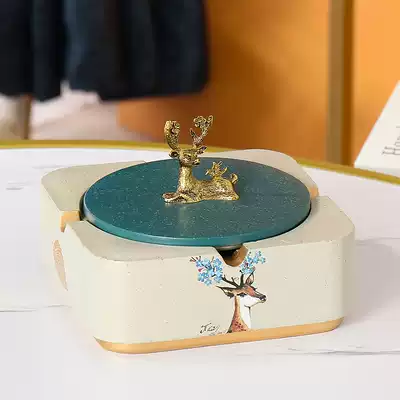 European creative resin ashtray personality trend home living room table office luxury with cover anti-flying customization
