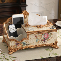 European multifunctional tissue box home retro luxury ornaments living room remote control storage box napkin box